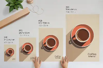 Tazza da caffè minimalista dai colori caldi in versione foto su tela