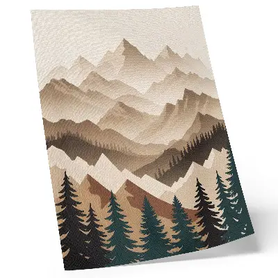 Stampa su tela montagne e alberi con armonia della natura e ombre tranquille