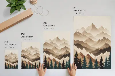 Stampa su tela montagne e alberi con armonia della natura e ombre tranquille