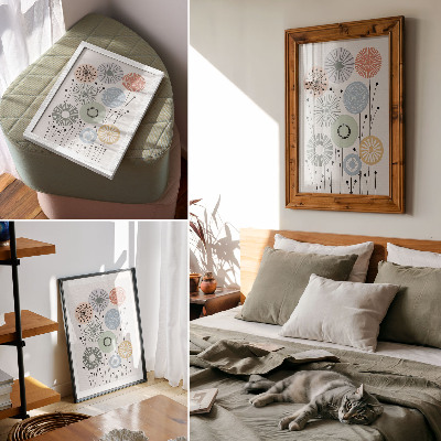 Stampa su tela Fiori geometrici colorati su uno sfondo chiaro