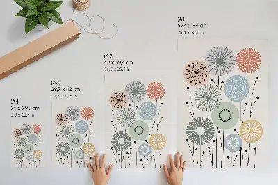 Stampa su tela fiori geometrici colorati su sfondo chiaro