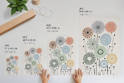 Stampa su tela Fiori geometrici colorati su uno sfondo chiaro