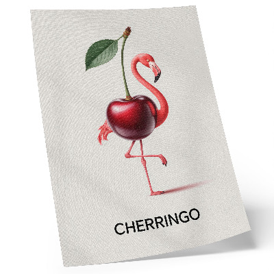 Foto su tela Fenicottero rosa e rosso con ciliegia - composizione fantastica
