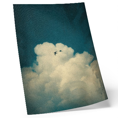 Poster Nuvole bianche cielo turchese due uccelli spazio