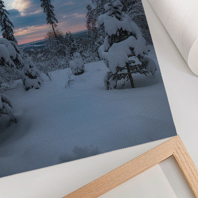 Stampa su tela Alberi innevati, paesaggio pittoresco, cielo