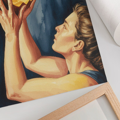 Poster Zucca arancione, sfondo blu scuro, surrealismo
