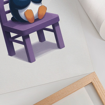 Foto su tela Pinguino viola su una sedia Gioia Minimalismo