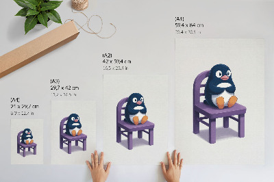 Foto su tela Pinguino viola su una sedia Gioia Minimalismo