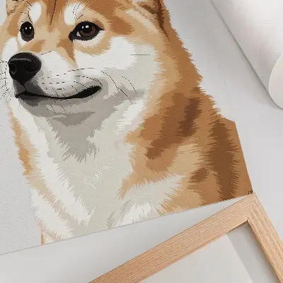 Poster minimalista raffigurante un cane nei toni del beige e crema