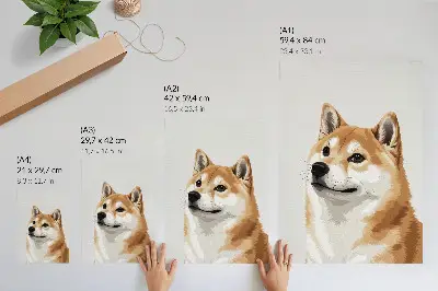 Poster minimalista raffigurante un cane nei toni del beige e crema