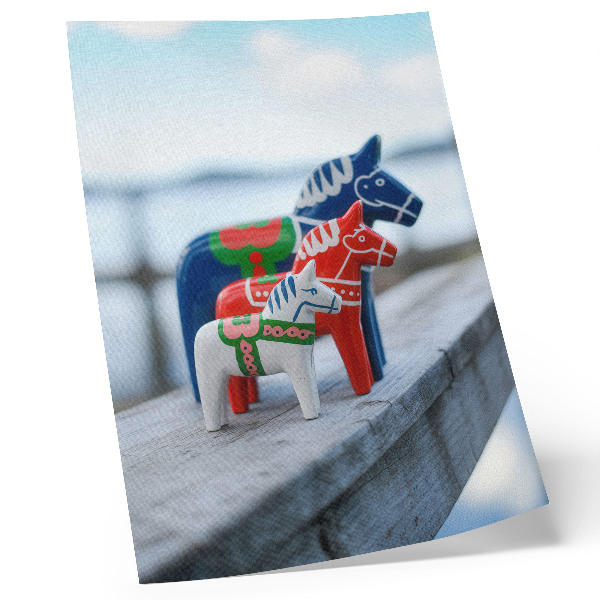 Stampa su tela Statuette di cavalli colorate, in stile scandinavo