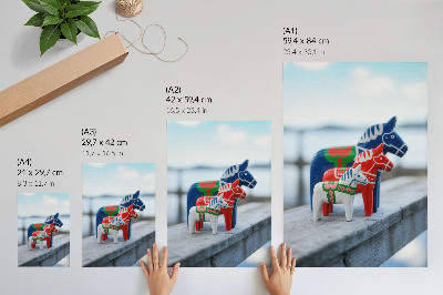 Stampa su tela Statuette di cavalli colorate, in stile scandinavo