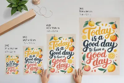 Poster con lettere colorate a tema agrumi in stile moderno