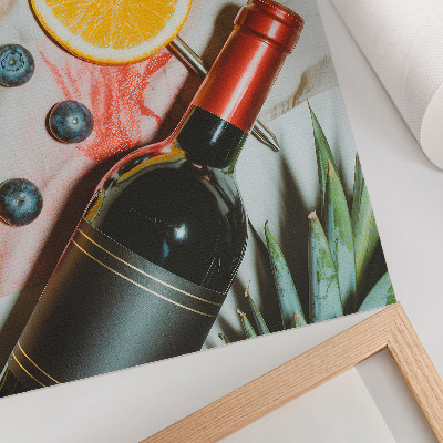 Foto su tela Frutta colorata e vino rosso su sfondo chiaro