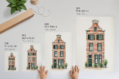 Stampa su tela Mattoni rossi, finestre verdi, architettura classica