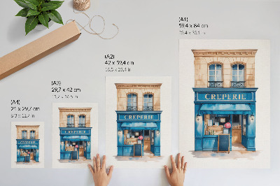 Stampa su tela La facciata blu di un caffè in una strada affascinante
