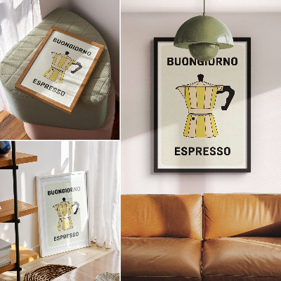 Foto su tela Sfondo luminoso della caffetteria, scritta attraente