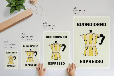 Foto su tela Sfondo luminoso della caffetteria, scritta attraente