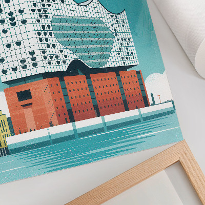 Foto su tela Architettura moderna nei toni del blu e delle nuvole.