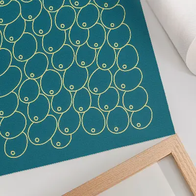 Poster con curva in tonalità gialla su sfondo turchese