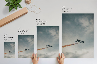 Poster Due aerei nel cielo, tecnica minimalista