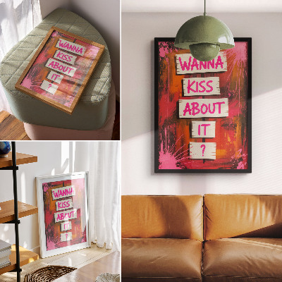 Stampa su tela Sfondo colorato con scritte rosa