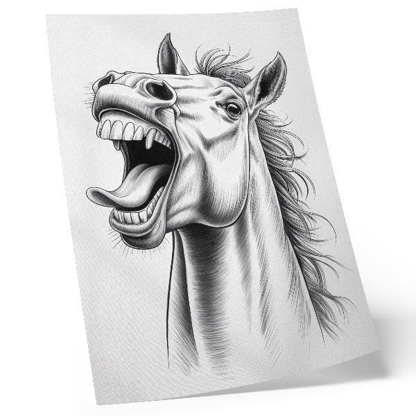 Poster Illustrazione in bianco e nero di un cavallo pieno di energia
