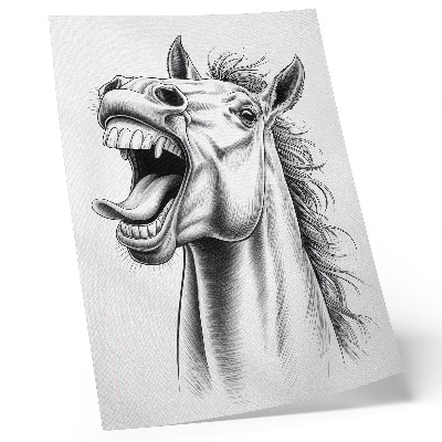 Poster Illustrazione in bianco e nero di un cavallo pieno di energia