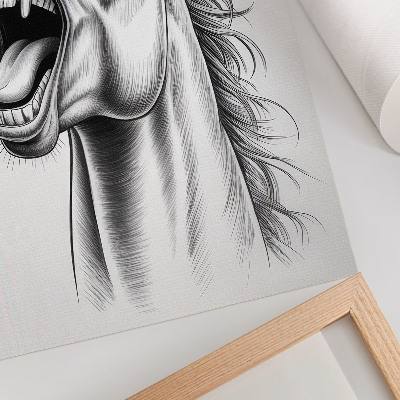 Poster Illustrazione in bianco e nero di un cavallo pieno di energia