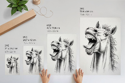 Poster Illustrazione in bianco e nero di un cavallo pieno di energia