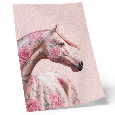 Stampa su tela Cavallo con fiori, eleganza romantica, modernità