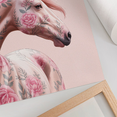 Stampa su tela Cavallo con fiori, eleganza romantica, modernità