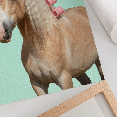 Foto su tela Cavallo manto chiaro menta pastello rulli