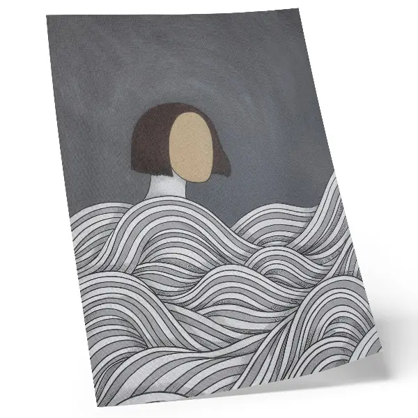 Poster figura astratta con forme ondulate grigie