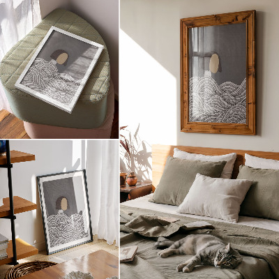 Poster Figura astratta di onde, forma grigia