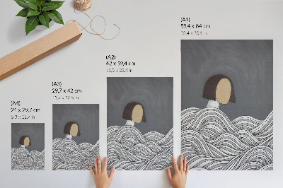 Poster Figura astratta di onde, forma grigia