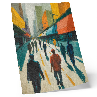 Foto su tela Un gruppo di persone su una colorata strada cittadina