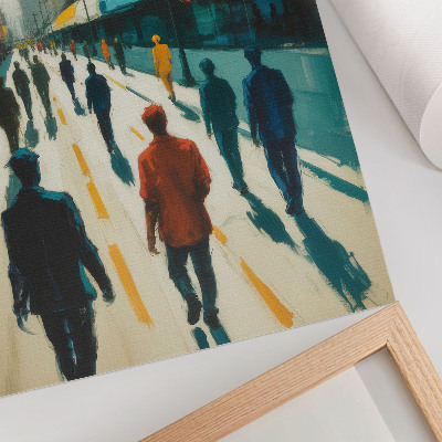 Foto su tela Un gruppo di persone su una colorata strada cittadina