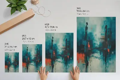 Poster astrazione turchese con contrasti dinamici