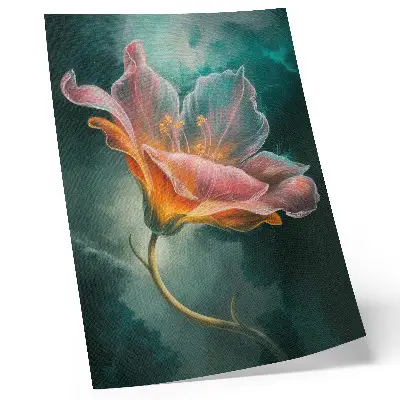 Poster con sfondo floreale turchese surreale e colorato
