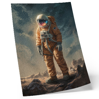 Poster Astronauta su un pianeta alieno nel cielo notturno