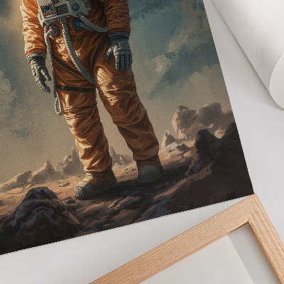 Poster Astronauta su un pianeta alieno nel cielo notturno