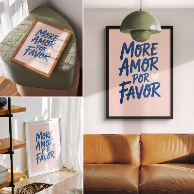 Foto su tela Lettere a forma di cuore espressive su uno sfondo pastello