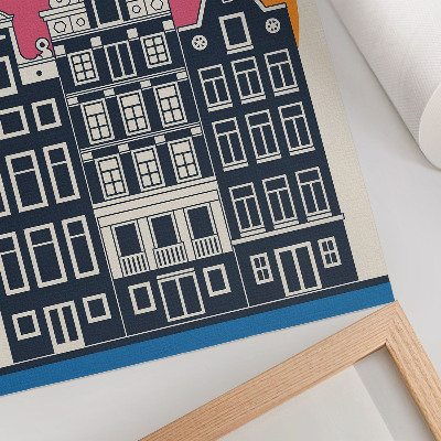 Stampa su tela Case popolari su uno sfondo colorato - estetica moderna