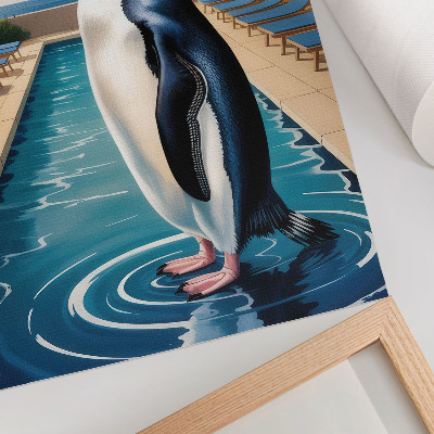 Poster piscina dei pinguini, palme, mare, relax
