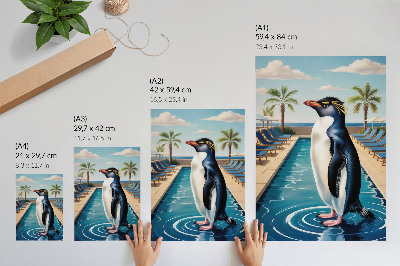 Poster piscina dei pinguini, palme, mare, relax