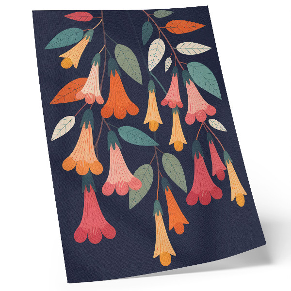 Foto su tela Fiori e foglie colorati in stile grafico