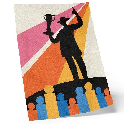 Poster silhouette del trofeo con colori vivaci e dinamici