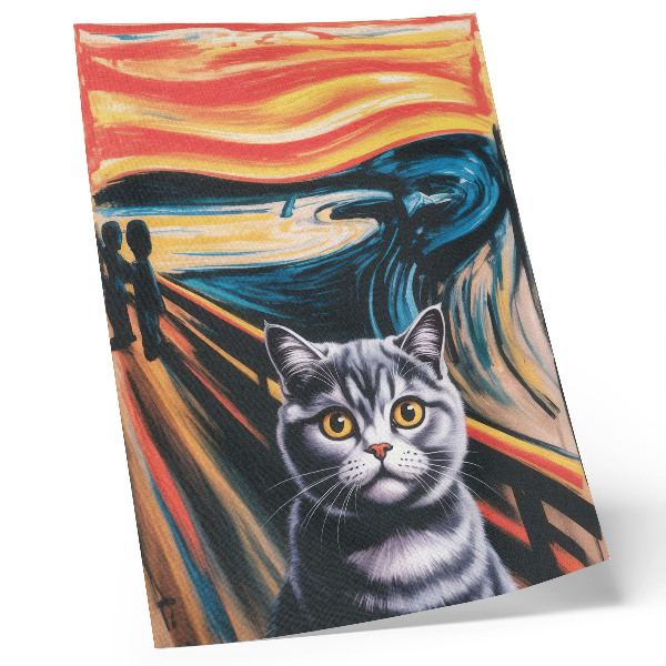 Poster Un gatto sullo sfondo di un paesaggio espressivo