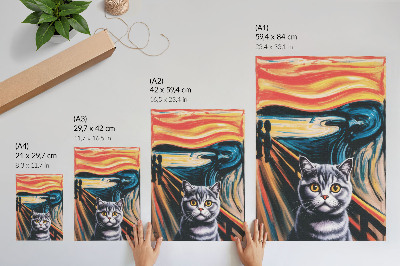 Poster Un gatto sullo sfondo di un paesaggio espressivo